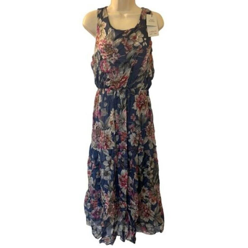 Lara g womens large maxi dress long fairy blue pink coastal resort wear tiered - Picture 2 of 8